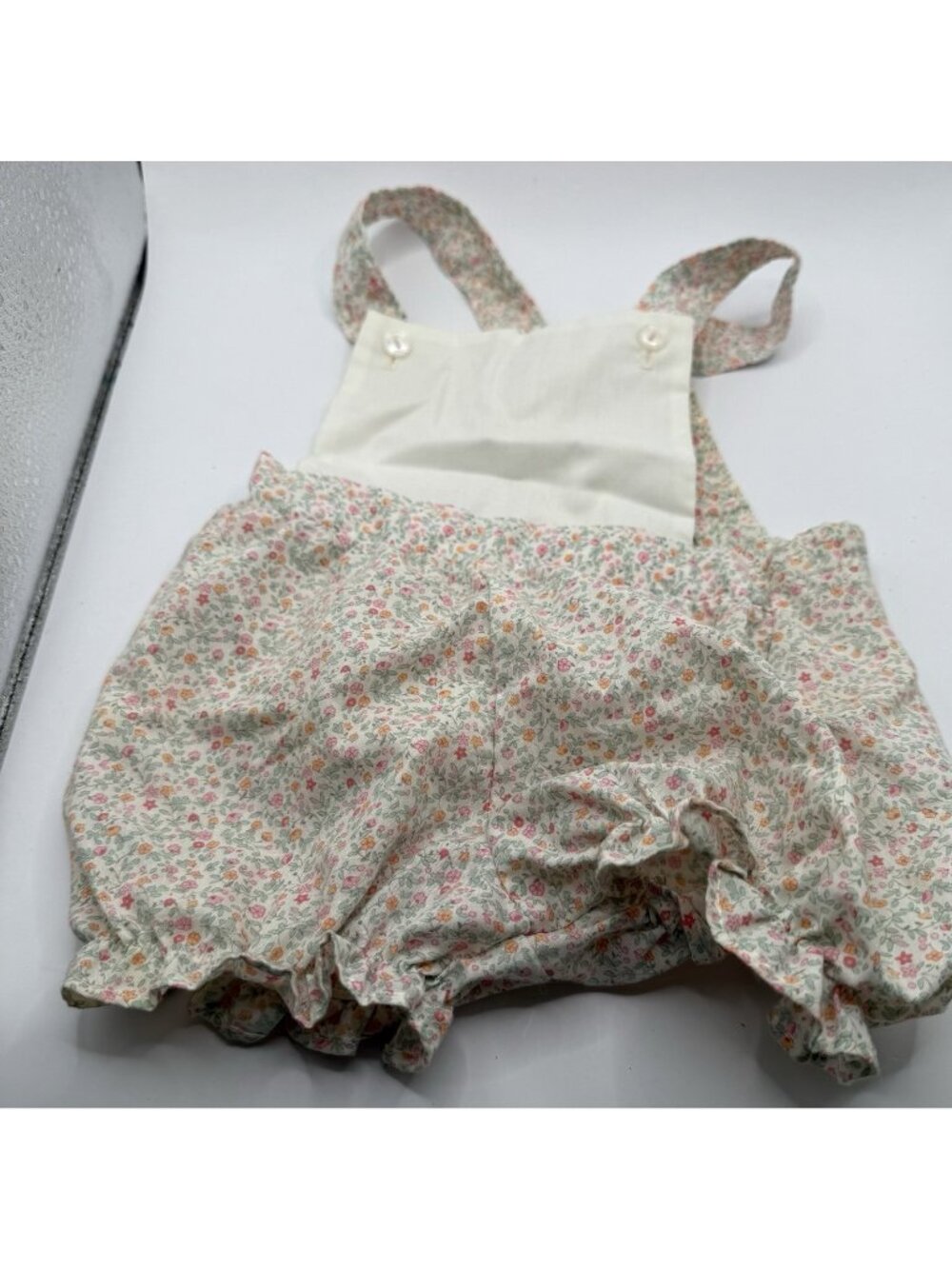 Vintage Baby Girl Flowered Bib Overalls Shortalls Cottage Core 6-9 Months